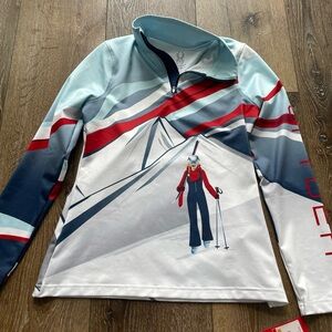 Spyder Northern Lights Red and Blue Ski Top